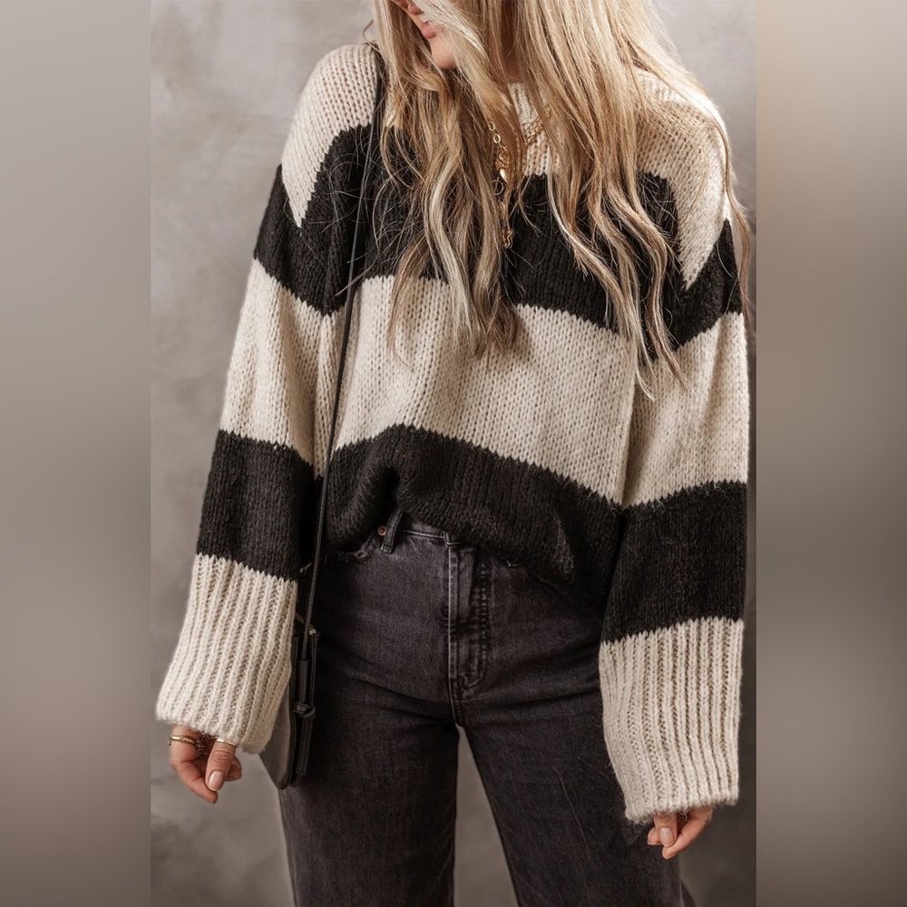 Striped Black and Cream Sweater